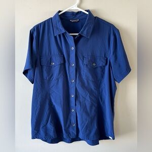 Eddie Bauer Women's Blue Short Sleeve Button Down Shirt -M- Gorpcore Lightweight